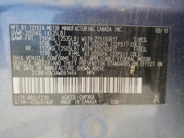 Photo 10 from auction – 2010 TOYOTA RAV4 with VIN 2T3BF4DV3AW081464