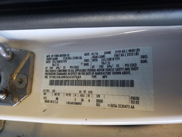 Photo 10 from auction – 2016 FORD ESCAPE TIT with VIN 1FMCU9J95GUC07243