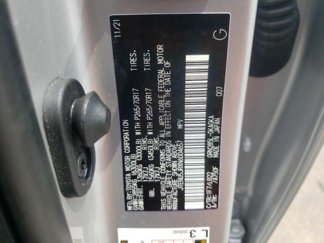 Photo 10 from auction – 2022 TOYOTA 4RUNNER SR with VIN JTENU5JRXN6004657