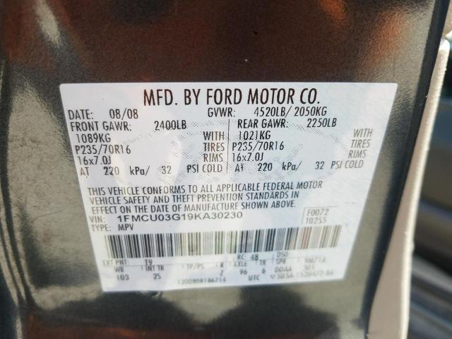 Photo 10 from auction – 2009 FORD ESCAPE XLT with VIN 1FMCU03G19KA30230