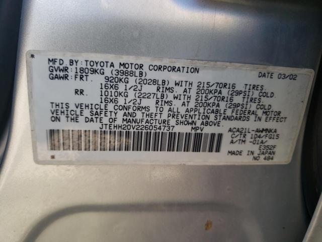 Photo 10 from auction – 2002 TOYOTA RAV4 with VIN JTEHH20V226054737
