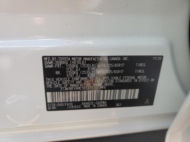 Photo 10 from auction – 2021 TOYOTA RAV4 XLE with VIN 2T3W1RFVXMC101371