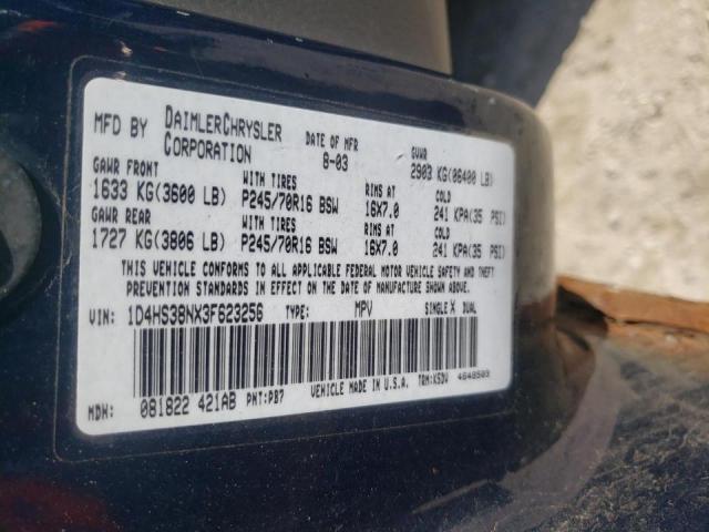 Photo 10 from auction – 2003 DODGE DURANGO SP with VIN 1D4HS38NX3F623256
