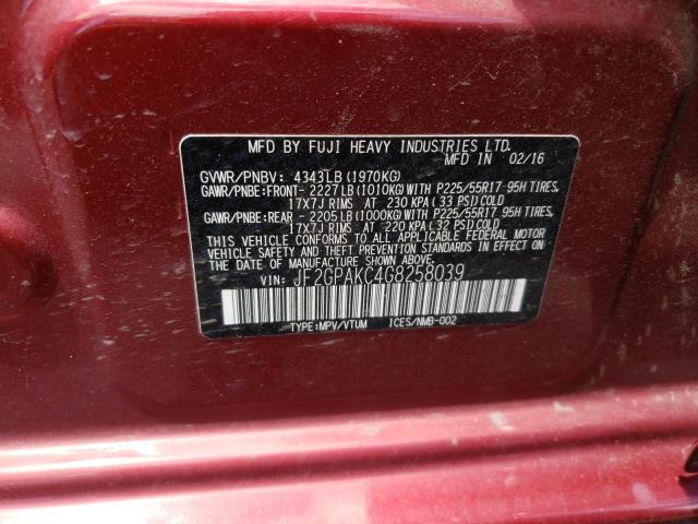 Photo 10 from auction – 2016 SUBARU CROSSTREK with VIN JF2GPAKC4G8258039