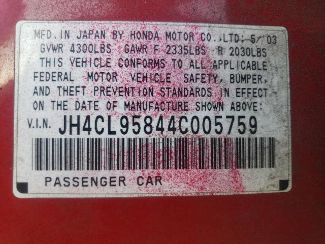 Photo 10 from auction – 2004 ACURA TSX with VIN JH4CL95844C005759