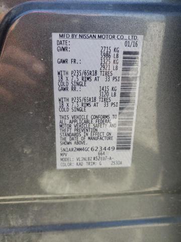 Photo 10 from auction – 2016 NISSAN PATHFINDER with VIN 5N1AR2MM4GC623449