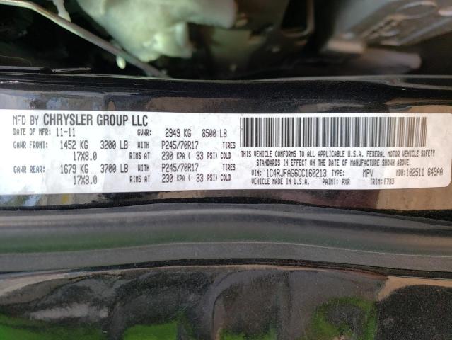Photo 10 from auction – 2012 JEEP GRAND CHER with VIN 1C4RJFAG6CC160213