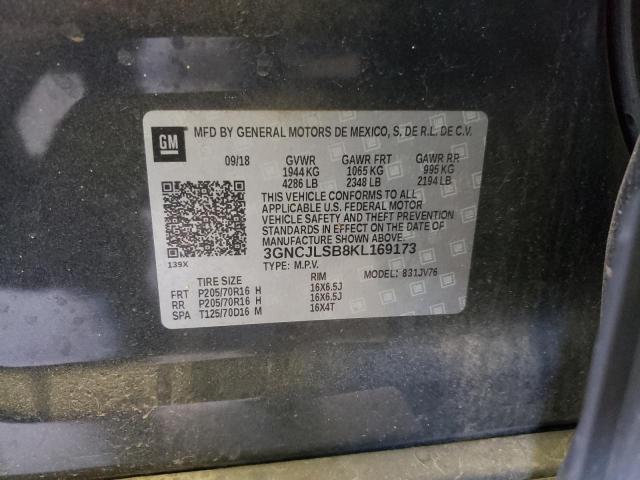 Photo 10 from auction – 2019 CHEVROLET TRAX 1LT with VIN 3GNCJLSB8KL169173