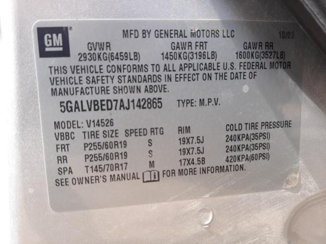 Photo 10 from auction – 2010 BUICK ENCLAVE CX with VIN 5GALVBED7AJ142865