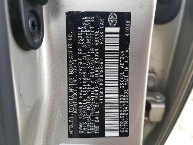 Photo 10 from auction – 2014 TOYOTA AVALON BAS with VIN 4T1BK1EB3EU098360