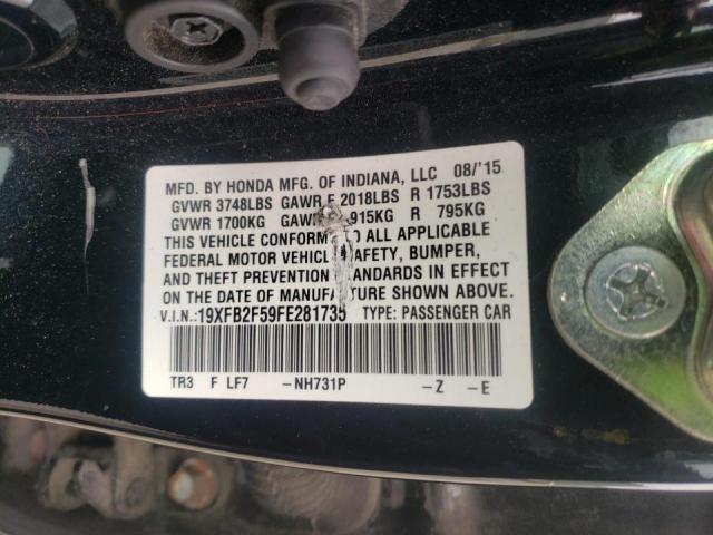 Photo 10 from auction – 2015 HONDA CIVIC LX with VIN 19XFB2F59FE281735