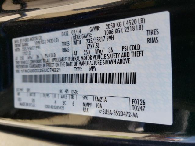 Photo 10 from auction – 2014 FORD ESCAPE SE with VIN 1FMCU0GX2EUC74221