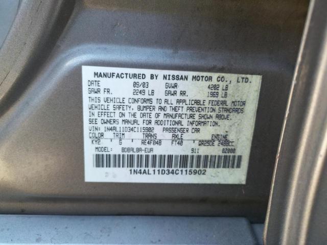 Photo 10 from auction – 2004 NISSAN ALTIMA BAS with VIN 1N4AL11D34C115902