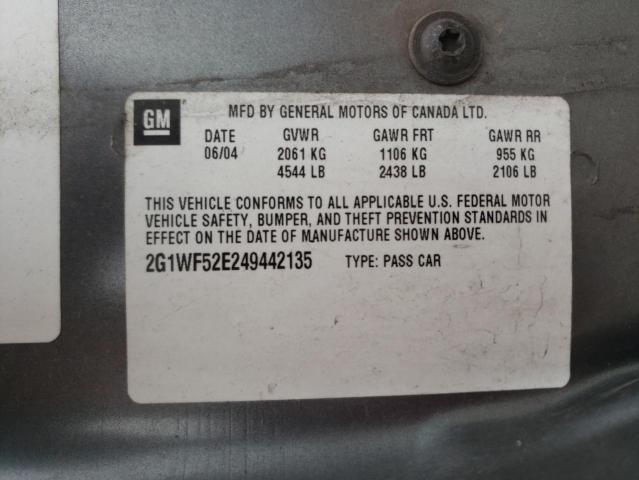 Photo 10 from auction – 2004 CHEVROLET IMPALA with VIN 2G1WF52E249442135