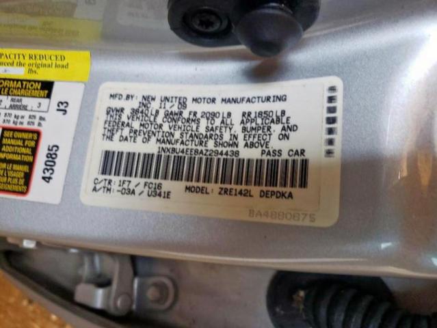 Photo 10 from auction – 2010 TOYOTA COROLLA BA with VIN 1NXBU4EE8AZ294438