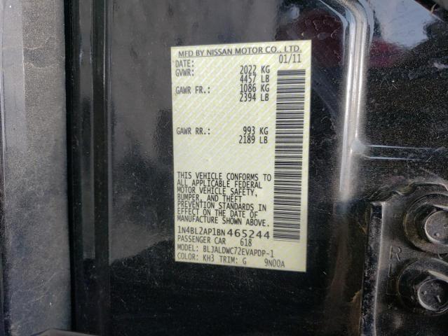 Photo 10 from auction – 2011 NISSAN ALTIMA SR with VIN 1N4BL2AP1BN465244