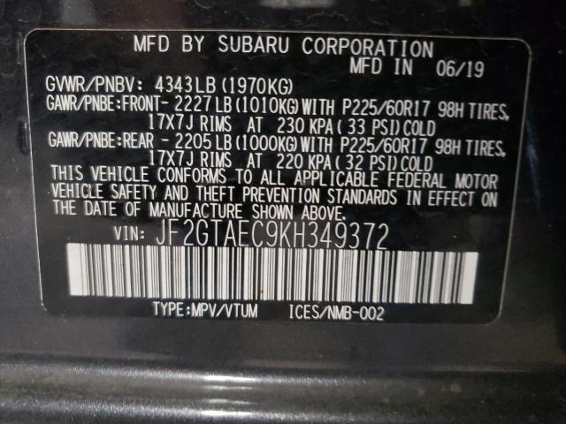 Фото 10 с аукциона – 2019 SUBARU CROSSTREK с VIN JF2GTAEC9KH349372