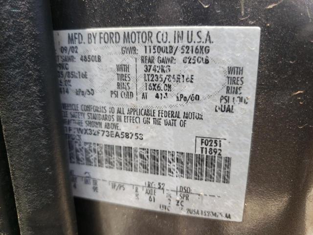 Photo 10 from auction – 2003 FORD F350 SUPER with VIN 1FTWX32F73EA58753