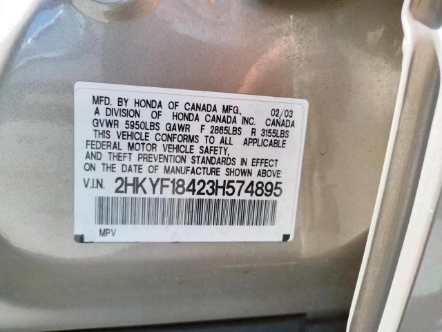 Photo 10 from auction – 2003 HONDA PILOT EX with VIN 2HKYF18423H574895