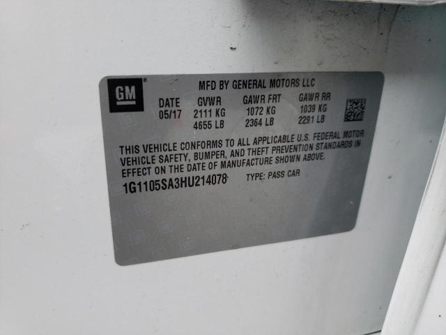 Photo 10 from auction – 2017 CHEVROLET IMPALA LT with VIN 1G1105SA3HU214078
