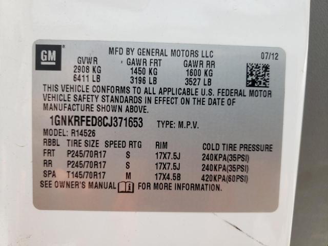 Photo 10 from auction – 2012 CHEVROLET TRAVERSE L with VIN 1GNKRFED8CJ371653