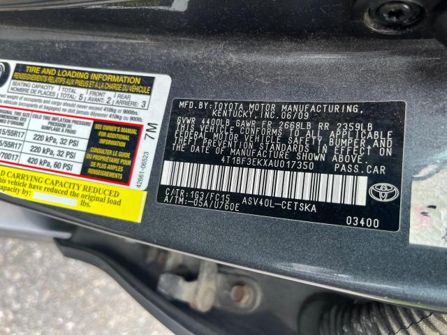 Photo 10 from auction – 2010 TOYOTA CAMRY BASE with VIN 4T1BF3EKXAU017350