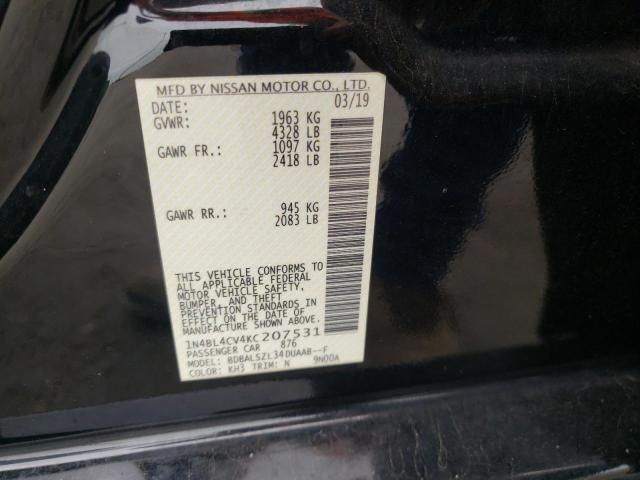 Photo 10 from auction – 2019 NISSAN ALTIMA SR with VIN 1N4BL4CV4KC207531