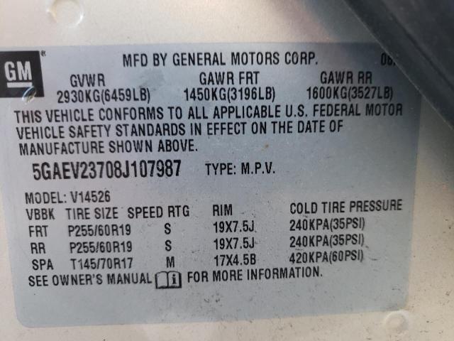 Photo 10 from auction – 2008 BUICK ENCLAVE CX with VIN 5GAEV23708J107987