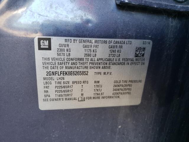 Photo 10 from auction – 2014 CHEVROLET EQUINOX LT with VIN 2GNFLFEK8E6265852