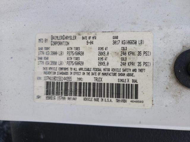 Photo 10 from auction – 2005 DODGE RAM 1500 S with VIN 1D7HU18D15S144355