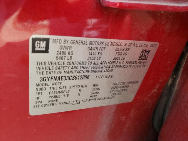 Photo 10 from auction – 2012 CADILLAC SRX LUXURY with VIN 3GYFNAE33CS612866
