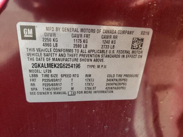 Фото 10 с аукциона – 2016 GMC TERRAIN SL с VIN 2GKALMEK2G6254196