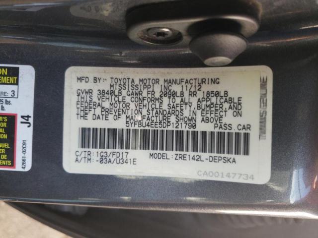 Photo 10 from auction – 2013 TOYOTA COROLLA with VIN 5YFBU4EE5DP121790