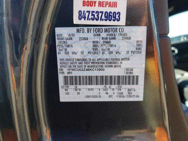 Photo 10 from auction – 2008 FORD ESCAPE XLT with VIN 1FMCU03Z48KC13900