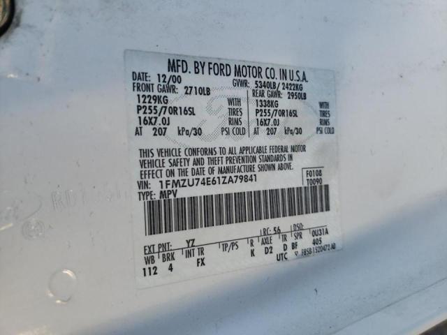 Photo 10 from auction – 2001 FORD EXPLORER E with VIN 1FMZU74E61ZA79841