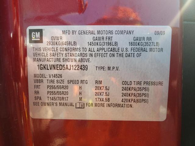 Photo 10 from auction – 2010 GMC ACADIA SLT with VIN 1GKLVNED5AJ122439