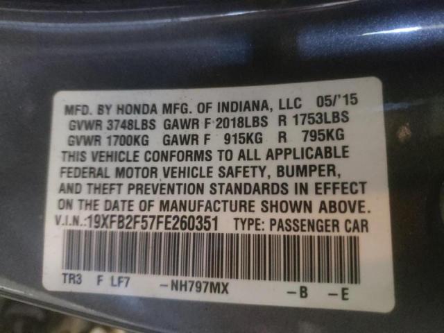 Photo 10 from auction – 2015 HONDA CIVIC LX with VIN 19XFB2F57FE260351