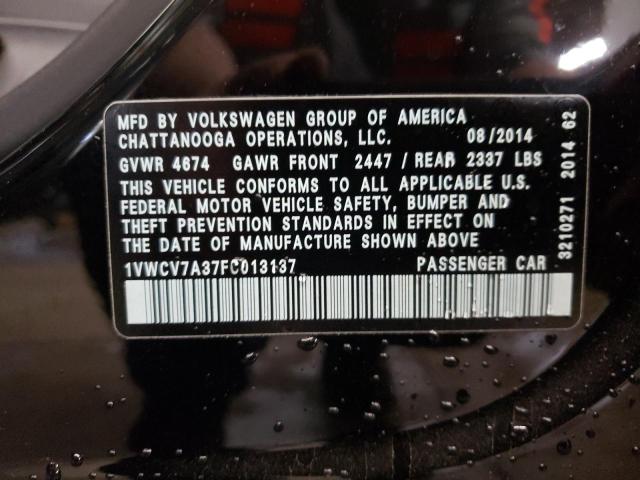 Photo 10 from auction – 2015 VOLKSWAGEN PASSAT SEL with VIN 1VWCV7A37FC013137