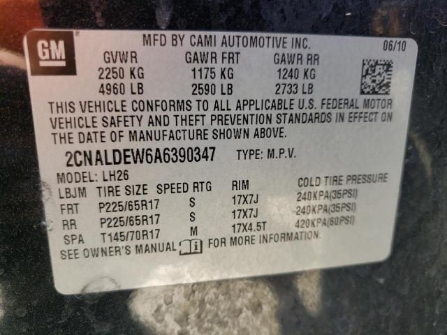 Photo 10 from auction – 2010 CHEVROLET EQUINOX LT with VIN 2CNALDEW6A6390347