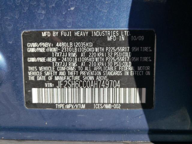 Photo 10 from auction – 2010 SUBARU FORESTER 2 with VIN JF2SH6CC0AH749704