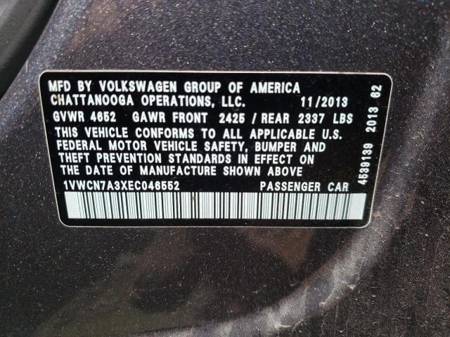 Photo 10 from auction – 2014 VOLKSWAGEN PASSAT SEL with VIN 1VWCN7A3XEC046552