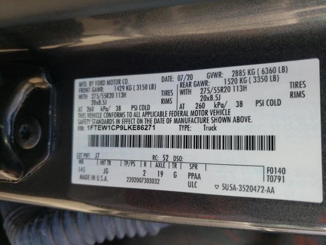 Photo 10 from auction – 2020 FORD F150 SUPER with VIN 1FTEW1CP9LKE86271