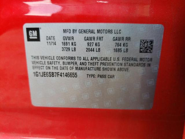 Photo 10 from auction – 2015 CHEVROLET SONIC with VIN 1G1JE6SB7F4146655