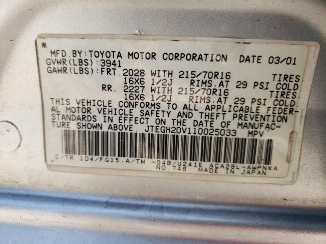 Photo 10 from auction – 2001 TOYOTA RAV4 with VIN JTEGH20V110025033