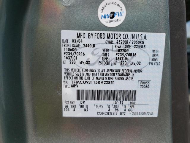 Photo 10 from auction – 2005 FORD ESCAPE XLT with VIN 1FMCU93115KA22851
