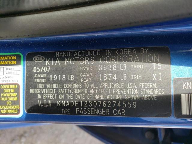Photo 10 from auction – 2007 KIA RIO BASE with VIN KNADE123076274559
