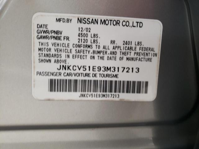 Photo 10 from auction – 2003 INFINITI G35 with VIN JNKCV51E93M317213