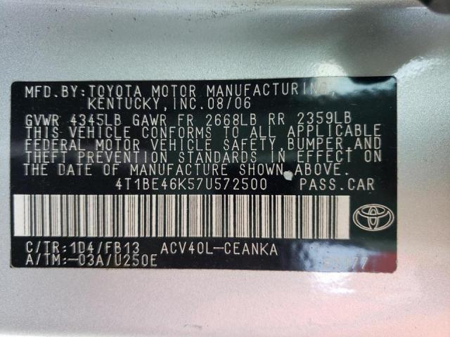 Photo 10 from auction – 2007 TOYOTA CAMRY CE with VIN 4T1BE46K57U572500