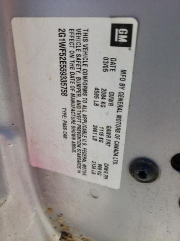 Photo 10 from auction – 2005 CHEVROLET IMPALA with VIN 2G1WF52E559335758