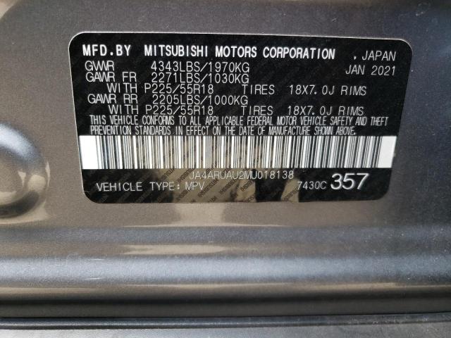 Photo 10 from auction – 2021 MITSUBISHI OUTLANDER with VIN JA4ARUAU2MU018138